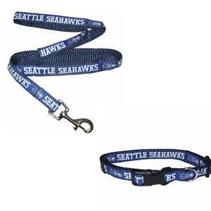 2SEALG Seattle Seahawks Licensed NFL Dog Leash Collar Set L Large 18" 28" L