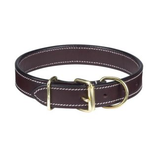 Leather Flat Dog Collar Brown Casual Canine