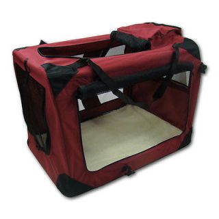 Soft Sided Pet Carrier Playpen Bed House Dog Travel Portable Crate Burgundy 30"