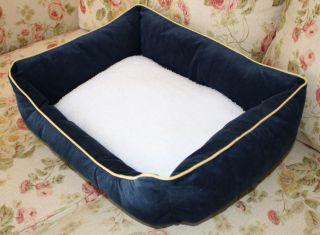 Luxury Small Dog Bed Cat Bed Microfiber Made in USA Blue
