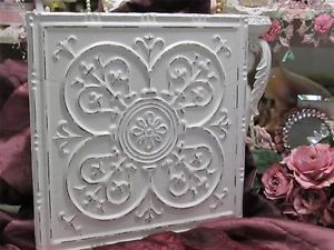 Shabby White Ceiling Tile Wall Decor Cottage Chic French Country