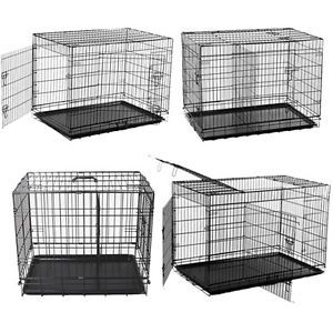 48" 42" 30" Dog Cage Folding Metal Dog Crate 2 3 Doors Pet Kennel with Divider