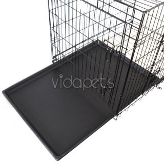 24" 3 Door Black Folding Dog Crate Cage Kennel Three 2