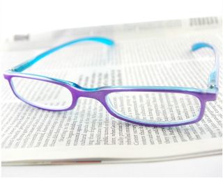 Choose Slim Rectangular Reading Glasses in Purple Blue Readers All Strength