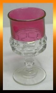 Kings Crown Thumbprint Pattern Ruby Red Cranberry Glass 8 oz Wine Glass Mint