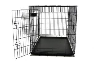 New Champion 48" Portable Folding Dog Pet Crate Cage Kennel Two Door ABS Tray