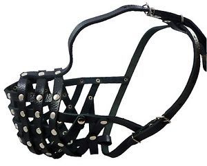 Soft Secure Leather Basket Dog Muzzle 13 5" 4" Rottweiler Golden Retriever