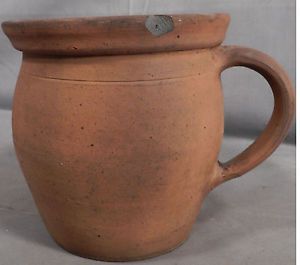 Antique Redware Southern Alkaline Glaze Stoneware Handle Herb Pot Jug Crock