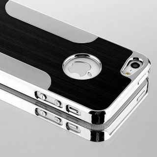 Silver Luxury Brushed Aluminum Chrome Hard Case for iPhone 5 5g 6th Stylus Film