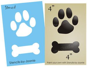 Dog Stencil 4" Paw Print Bone You Paint Puppy Pet Animal Kennel Signs Craft Art