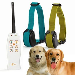 Rechargeable 2 Dog Shock Training Collar w Individual Vibration for Each Dog