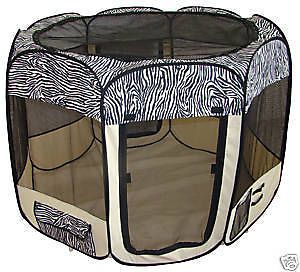 Zebra Pet Dog Cat Tent Puppy Playpen Exercise Pen L
