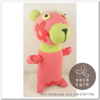 Handmade Red Sock Monkey Bear Stuffed Animals Doll Baby Toy
