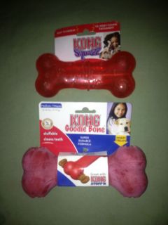 Lot of 2 Kong Squeezz Bone Dog Puppy Squeaky Rubber Squeeze Fetch Toy New