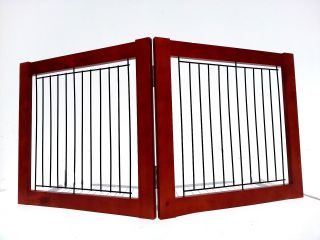 Wood Pet Gate Freestanding Folding Cat Dog Door Adjustable Portable Safety Fence