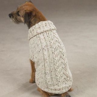 Zack Zoey Dublin Knit Sweater Dog Coat Large Cream Oatmeal