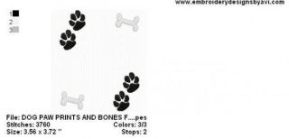 Dog Paw Prints and Bones Embroidery Machine Design CD