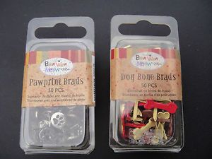 Paw Print and Dog Bone Brads