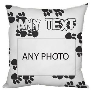 Personalised Photo Paw Print Cushion Any Picture Dog Cat Pet or Text