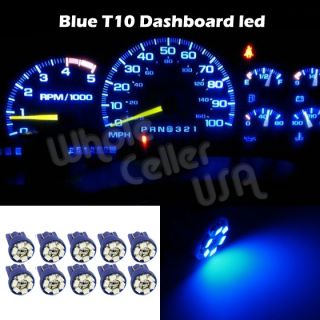 10 Blue Chevy Bright 12V LED 194 168 T10 Wedge Instrument Panel Light Bulbs