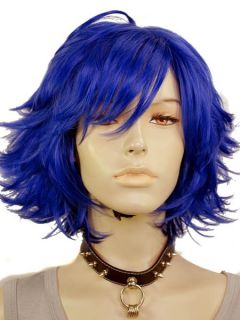 New Dark Blue Curly Short Hair Anime Cosplay Party Wig