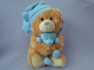 Keel Toys 25cm Soft Cuddles Musical Bear with Teddy Toy Cute New Baby Boy Gift