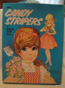 IOB 1973 Saalfield Candy Stripers Paper Dolls 2 Dolls w Clothing Accessories