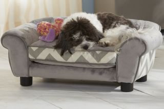 New Pet Plush Lotus Sofa Bed Elevated Cat Puppy Dog Soft Cushion Lounge Grey