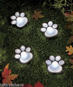 Solar Animal Bear Cat Dog Paw Prints Lighted Paws Garden Yard Art Home Decor New
