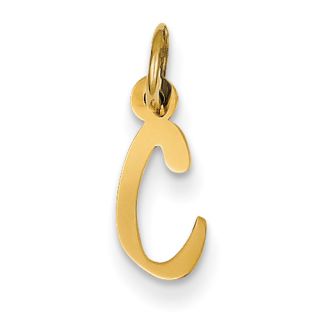 14k Yellow or White Gold Small Slanted Block Initial C Charm