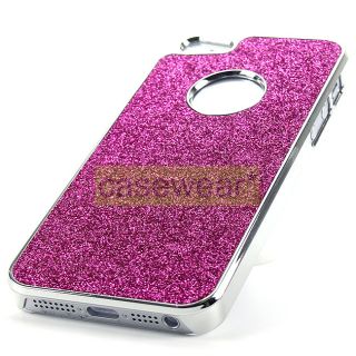 Pink Glitter Bling Chrome Slim Hard Case Cover for Apple iPhone 5 Accessory