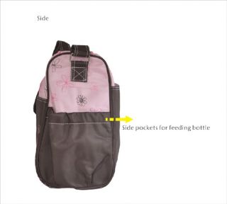 Big Flower Embroidery Baby Diaper Nappy Changing Bag 2 Pcs 2 Colors