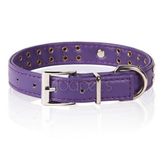 18 22" Purple Rhinestones Crystal Heart Leather Pet Cat Dog Collar Large L