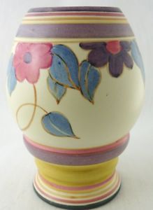 Superb Art Deco Clarice Cliff Shape 362 Vase Gloria Garden Pattern WOW