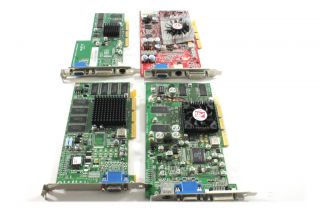 Lot of 4X ATI Radeon AGP Video Cards Including 9800 Pro 8500 7000 R6 DVI