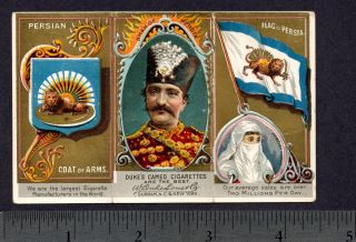 CA 1888 Persia Iran N126 Duke's Ruler Coat of Arms Flag Shah Burka Tobacco Card