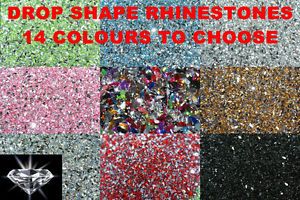 1000 Drop Shape 1 5mm x 3mm Rhinestones Acrylic Gems Flat Back Nail Art Cards
