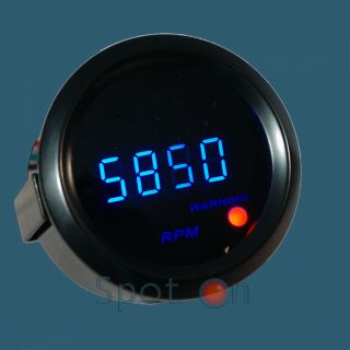 2" Digital Tachometer Blue LED Display Smoke Lens 9999