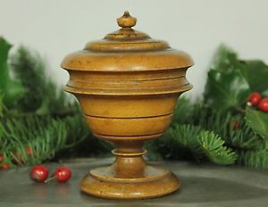 Best Antique Peaseware Treen Treenware Wood Lidded Folk Art Container Box AAFA