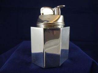 Sterling Silver Cased Tiffany Art Deco Table Lighter Working Iconic Deco Shape