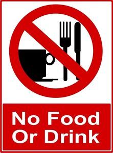 Danger Warning Safety Signs No Food or Drink Sign x 2