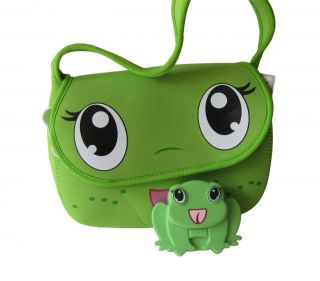 Neo Creatures Green Frog Neoprene Flap Kids Insulated Lunch Bag Tote w Ice Pack