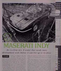 1970 70 Maserati Indy Original Old Vintage Road Test C My Store 5 Free SHIP