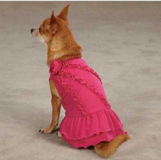 Rosette Ruffle Dog Dress Zack Zoey Pink Green Blue Dresses
