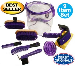 Derby Deluxe Best Seller Horse Stable Grooming Kit 9 Items Purple