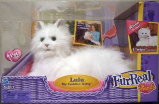 New FurReal Friends Lulu My Cuddlin Kitty Purrs Moves White Kitten Cat