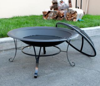 New 28" Outdoor Patio Backyard Portable Round Steel Fire Pit Free Lift Tool Log