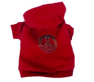 Rasta Peace Sign Dog Hoodie Sweatshirt Shirt Coat Red