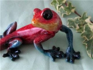 Gecko Lizard Red Blue Golden Pond Realistic Hand Painted Resin Sculpture