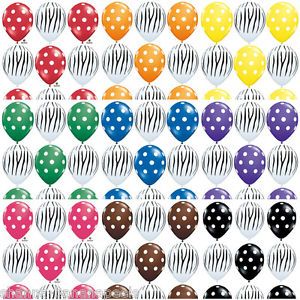 23 Shades Polka Dots Zebra Stripes Latex Balloons 11" New Colors Polkadot